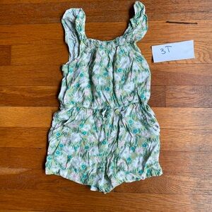 Cat & Jack Green and White Jumpsuit Romoer with Ruffled Hem 3T